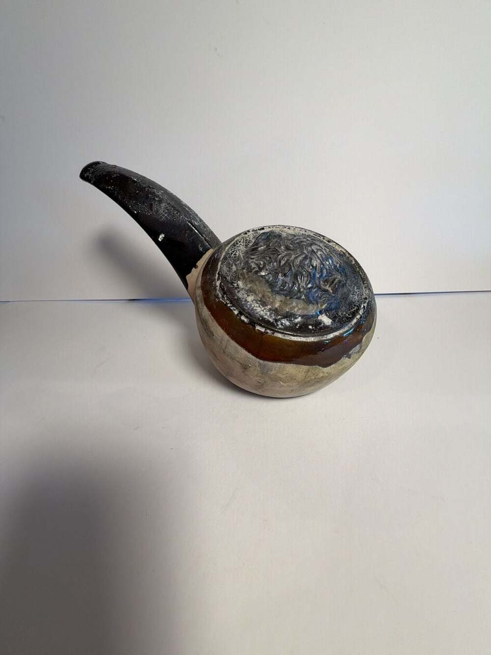 Vintage Hand-Signed 12" Ceramic Pipe-Shaped Sculpture